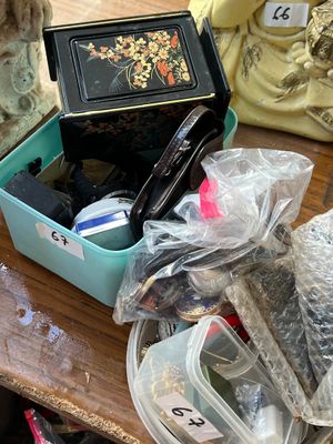 a table with a lot of items on it