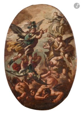 une image représentant un tableau où des anges et des démons forment un cercle