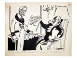 an old cartoon drawing of a man sitting in a chair next to a woman
