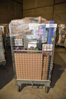 a cart that has a lot of items in it