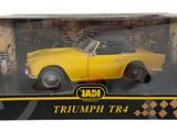 the box is open to show a yellow toy car in it ' s packaging