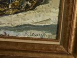 a picture of a painting of a fish on the beach