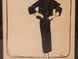 une image représentant le dessin d'une femme en robe noire