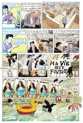 dessin d'une bande dessinée avec un canard au centre