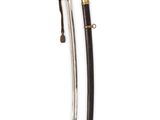 an old sword with a wooden handle and brass fittings