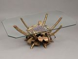 an image of a glass table with a bowl on it