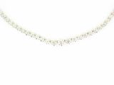 a white necklace with a silver chain that has small crystals on it