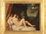 an image of a painting of a naked woman laying on a bed