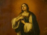 a painting of a woman holding a baby in her arms