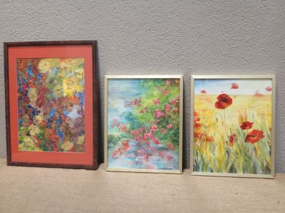 Béatrice TOSCANE 2019 "Fleurs" 3 uvres, gouaches vernies déd…