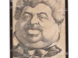 an old black and white drawing of a man with a mustache
