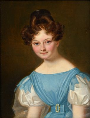 portrait d'une jeune fille en robe bleue