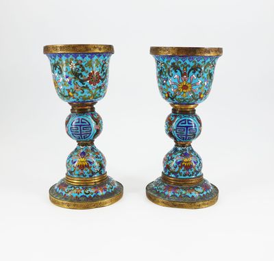 pair of chinese cloise enamel vases