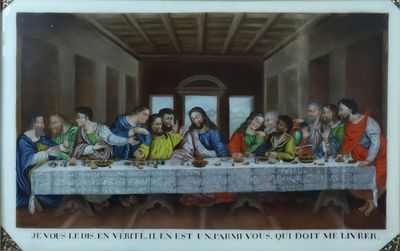une image d'un tableau représentant un groupe de personnes assises à une table