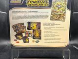 a box of pokemon tcw trading cards on display