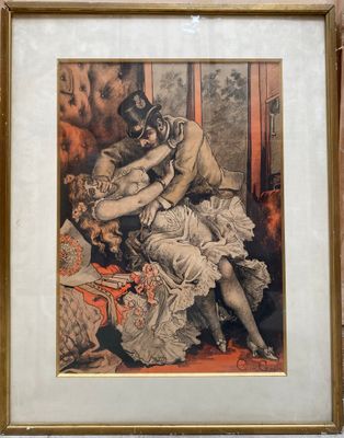 an image of a painting of a man and a woman sitting on a couch