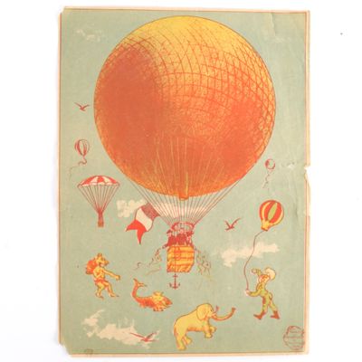 AFFICHE ANCIENNE AEROSTATION PUBLICITAIRE Lithographique rep…
