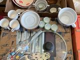 a table with a lot of different items on it