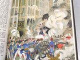an open book with a picture of a military scene on it