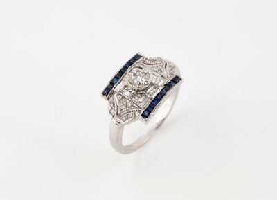 an art deco diamond and sapphire ring