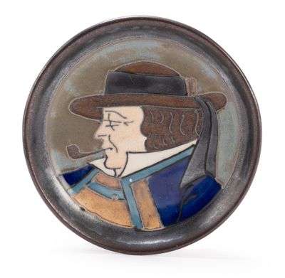 a picture of a picture of a man with a hat and a pipe