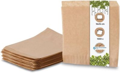 533 / 1000 x Sac papier snack - BIOZOYG - marron 16x16…
