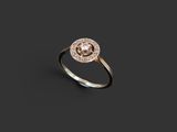 a white gold and diamond ring with a round center stone