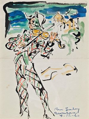 Pedro CREIXAMS (1983-1965) L'arlequin violoniste, 1960.