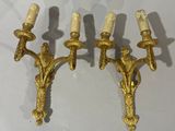 pair of antique brass wall sconces with candle holders