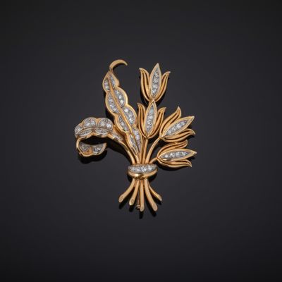 Broche en or rose 750°°° et platine 850°°° (tête d'aigle et …