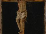 a painting of a crucif with a cross on it