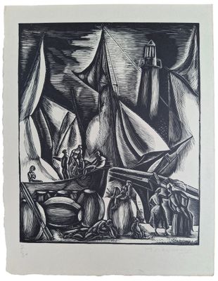 une image représentant un dessin en noir et blanc d'un bateau sur l'eau