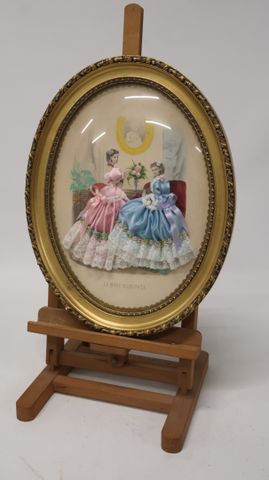 La Mode Illustrée, cadre médaillon avec verre bombé. 46 X 37 cm