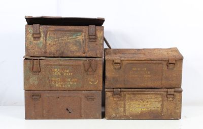 three old metal boxes stacked on top of each other