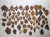 many different types of gears on a white surface