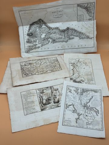 Lot de cartes anciennes dont la carte des Bouches de CATTARO, 180...