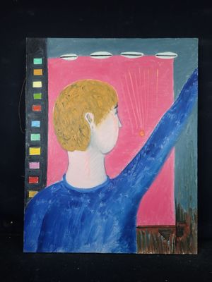 un tableau représentant un homme avec une auréole au-dessus de la tête