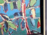 a painting of birds sitting on a branch in a tree