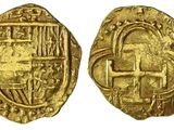 une pièce d'or avec une croix au recto et une croix au verso