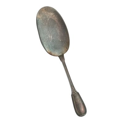 silver spoon with a spoon handle on a white background
