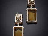 pair of earrings with citrine and diamonds