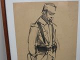 drawing of a man in a military uniform holding a gun