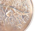 a close up of a coin with a picture of a man and a dog on it