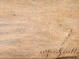 an image of a close up of a piece of wood with writing on it