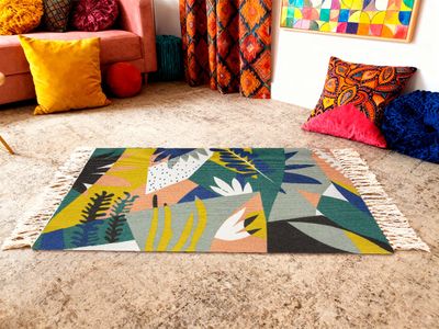 Lot DE 113 Tapis 60x90cm Franges Naturel 100% Coton