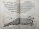 an open book with a drawing of a building on it