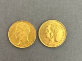 two gold sovereigns, one of which is a sovereign and the other of which is a sovereign