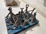 a blue pallet with a bunch of tools on it