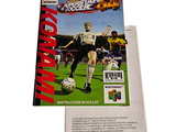 a book with a picture of a man kicking a soccer ball