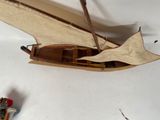 a model of a boat with a sail on a table